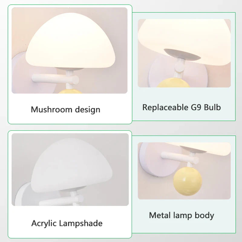 Applique Murale Nordique LED en Forme de Champignon pour Une Ambiance Créative