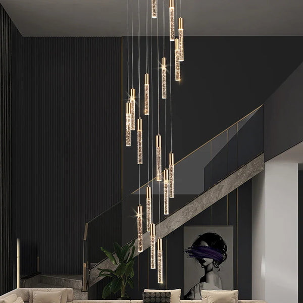 Lustre en cristal design cylindrique - Élégance lumineuse
