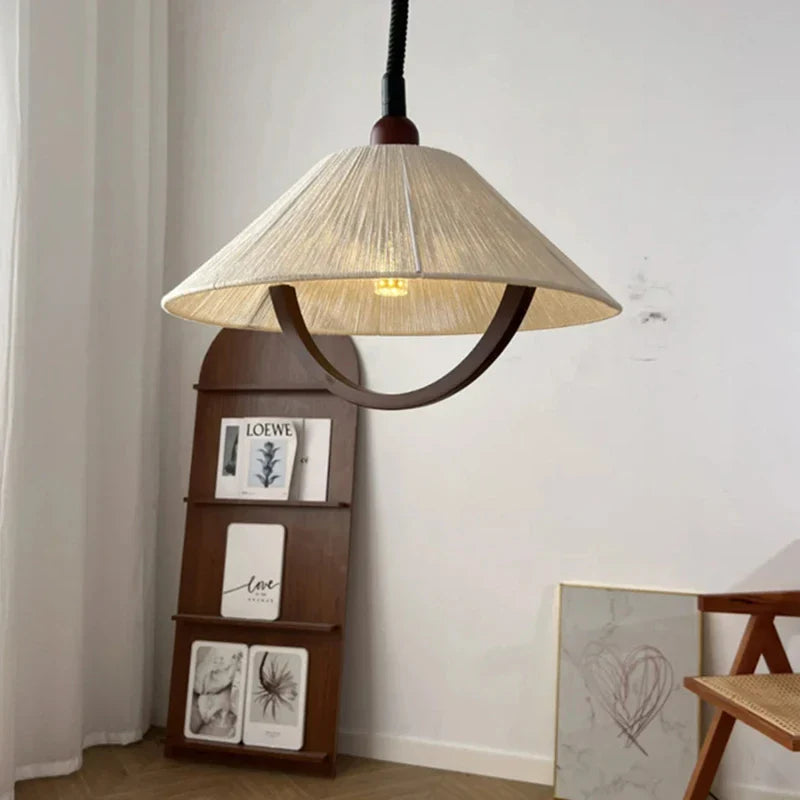 Suspension en corde de chanvre bois style moderne avec cordon ajustable