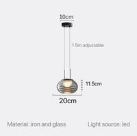 Suspension Élégance en verre fumé gris.