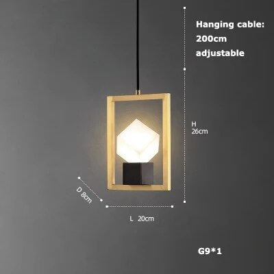 Lustre LED en Cuir et Verre