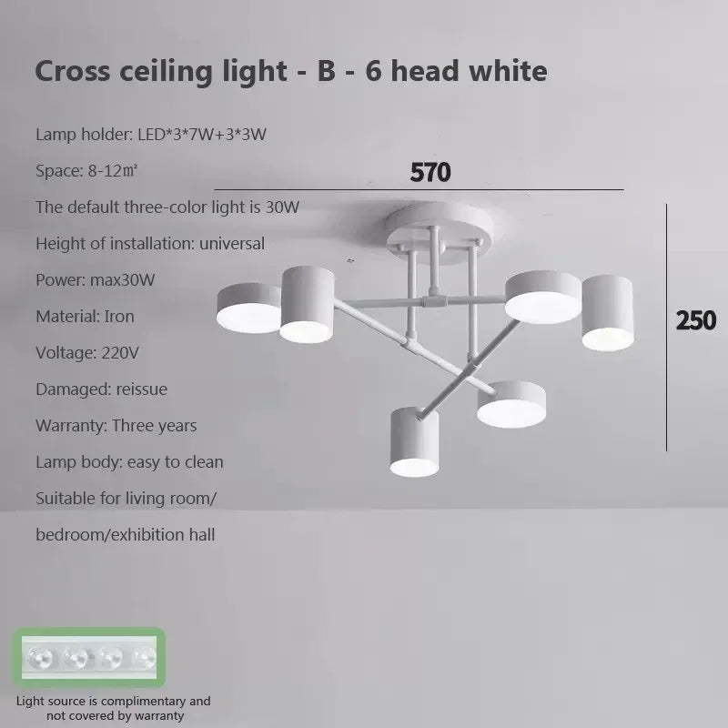Lustre LED Moderne Chic en Noir, Blanc et Or