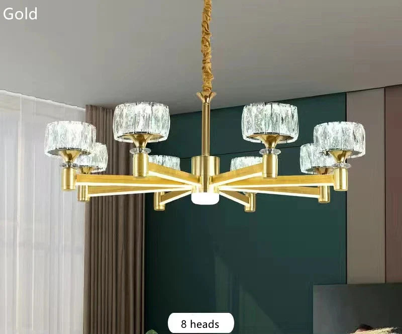 Lustre Nordique Luxe en Cristal Or et Noir