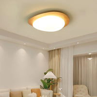 Plafonnier LED en bois nordique avec galets noyer et acrylique