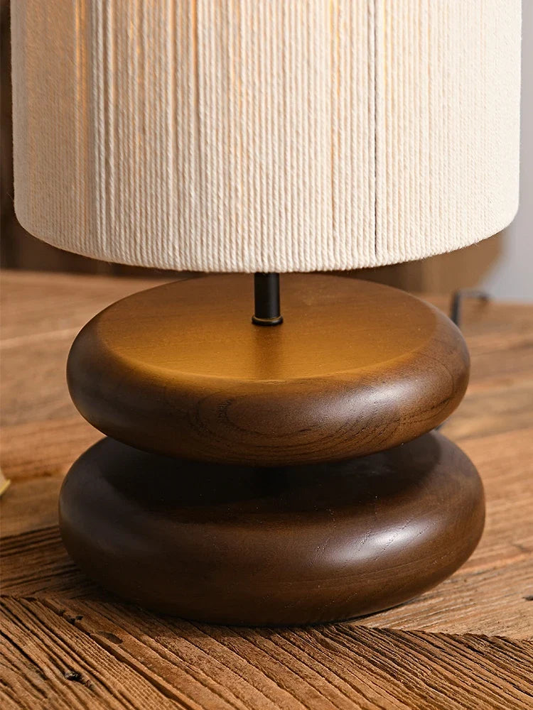 Lampe de table japonaise en bois massif - Édition Rétro