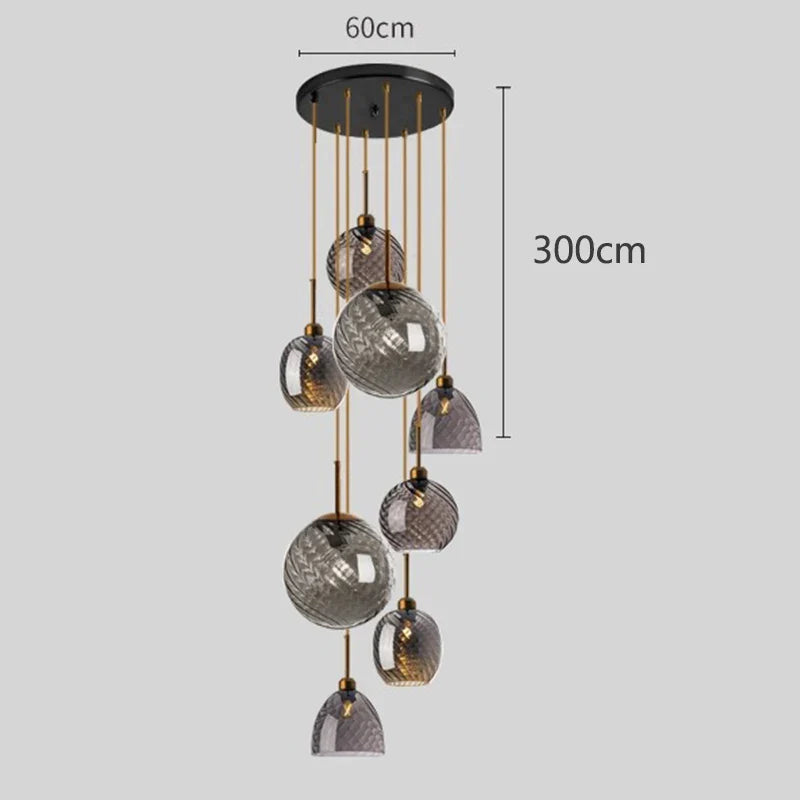 Suspension Nordique en Verre Fumé pour Éclairage Intérieur