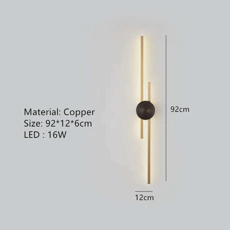 Applique murale LED minimaliste en laiton pour restaurant chic