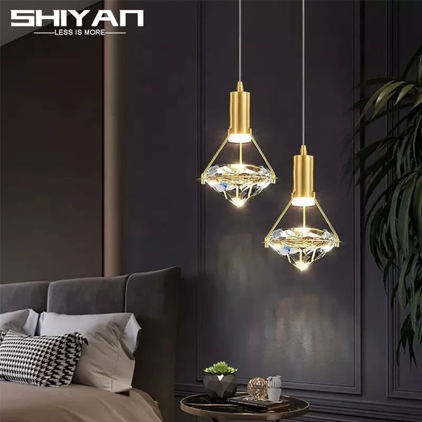Lampe de suspension LED de luxe en cristal diamant - Éclairage créatif nordique