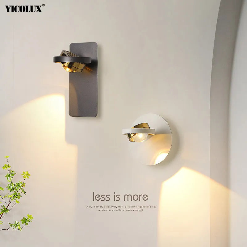 Appliques murales LED Rotatif - Design Moderne - Noir & Blanc - Idéal pour Salon, TV & Allée - Éclairage Intérieur Haut de Gamme