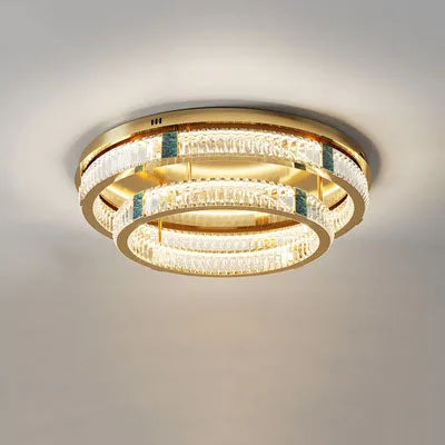 Lustre de Luxe en Cristal Rond à 3 Couches avec LED