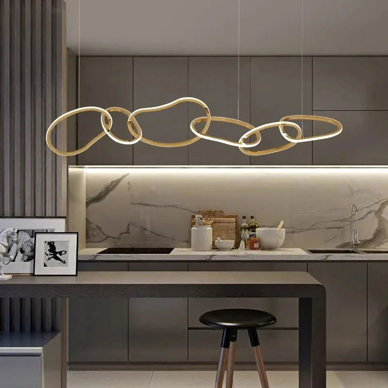 Nouveau Lustre Nordique Luxe Créatif en Acier Inoxydable Galvanisé pour Restaurant Moderne