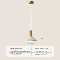 Suspension LED nordique en bois massif et céramique de haute qualité