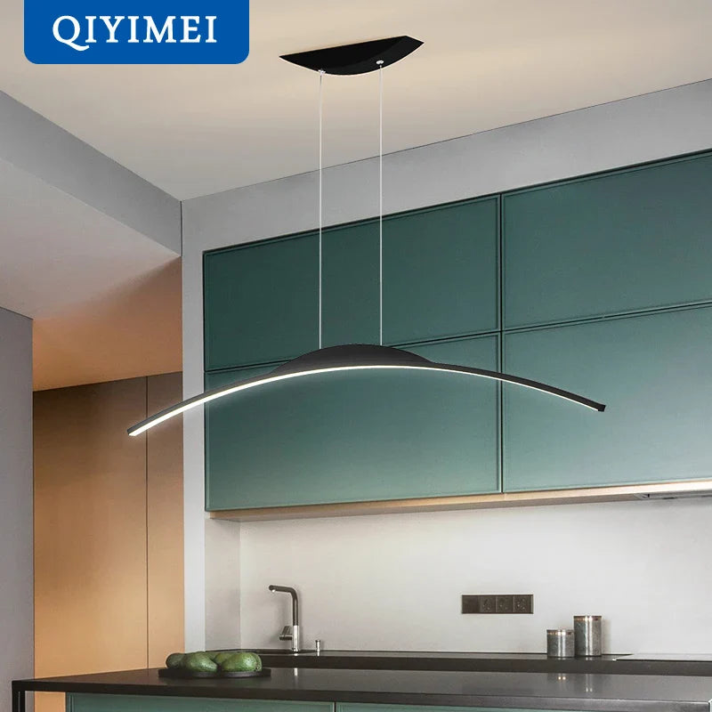 Lustre Long LED Minimaliste Éclat Moderne avec Hauteur Réglable