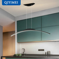 Lustre Long LED Minimaliste Éclat Moderne avec Hauteur Réglable