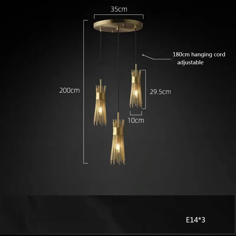Lustre en Cuivre Lumineux LED pour une Décoration Maison Créative