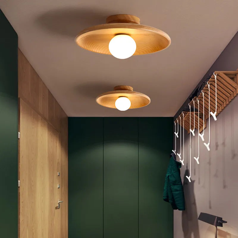Plafonnier LED Nordique en Bois