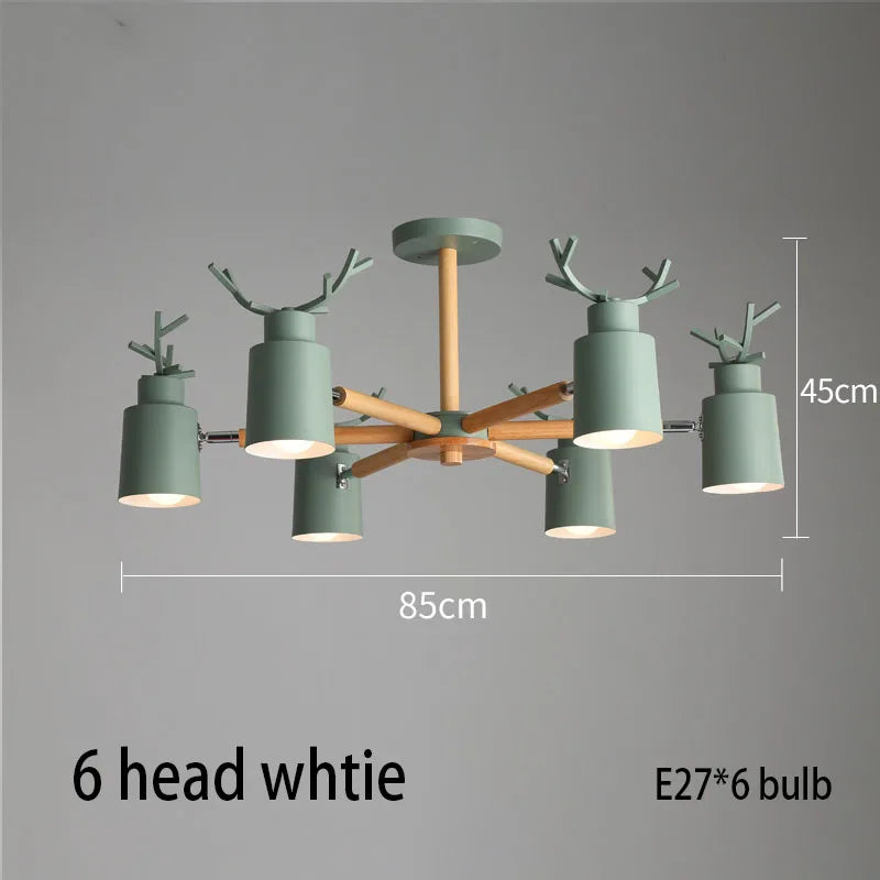 Lustre en rondins scandinave - Design cerf pour éclairage intérieur