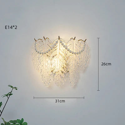 Applique Murale LED Design en Verre - Collection Perle Plume Feuille Coquille Soleil Fleur