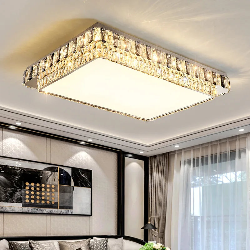 Plafonnier LED de Luxe en Cristal Rond Moderne