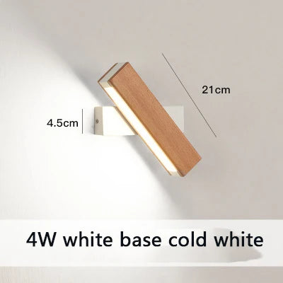 Applique murale rotative nordique en bois massif LED ajustable