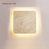 Applique murale Yellowstone en pierre naturelle, LED étanche IP65, design carré, pour villa, cour, entrée, couloir et restaurant - Lumières décoratives