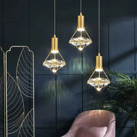 Lampe de suspension LED de luxe en cristal diamant - Éclairage créatif nordique