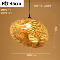 Suspension LED en rotin artisanale ronde, chapeau de paille en bambou style vintage pastoral