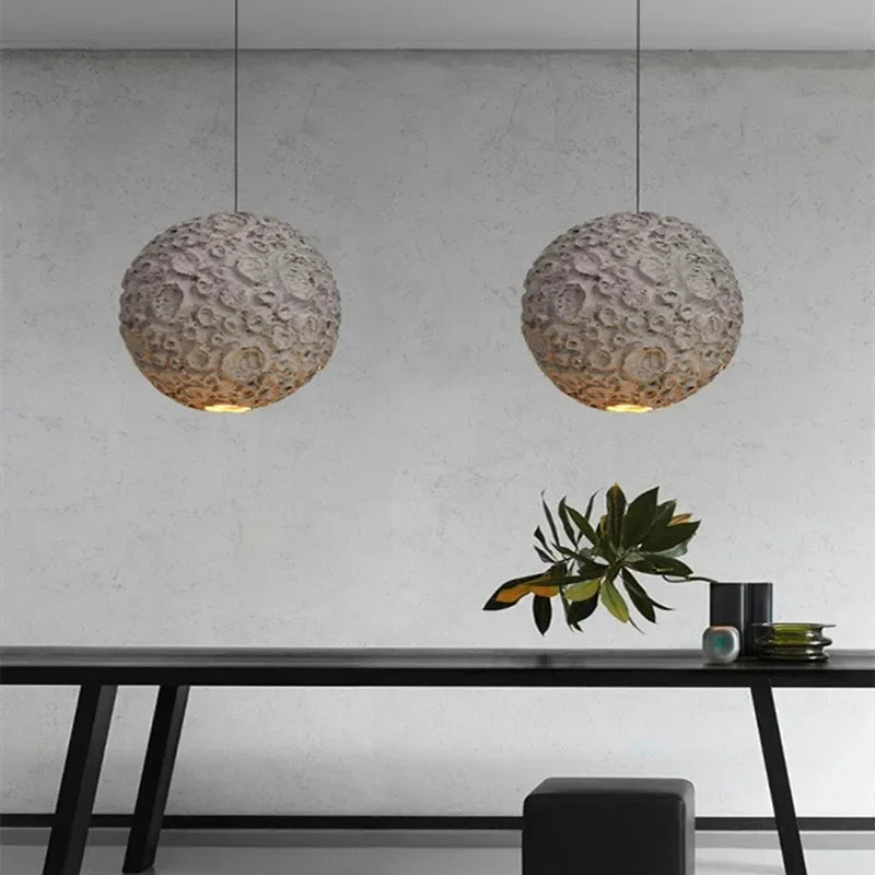Lampe de salon Wabi Sabi Style - Suspension japonaise grise Design Loft