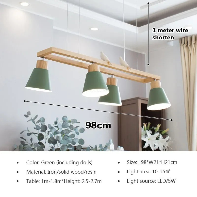 Suspension en fer nordique minimaliste en bois Macaron - Édition Scandinave