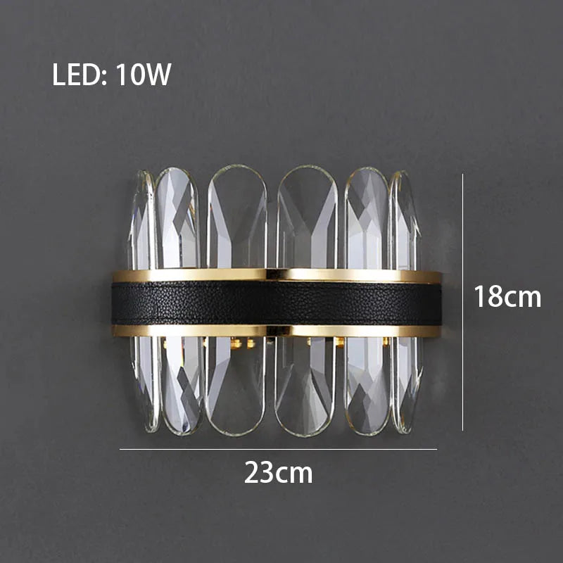 Lustre en cuir LED Cristal Luxueux Rond Suspendu Moderne - Élégance Brillante