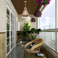 Suspension extérieure Style américain Rustique en cuivre plein Étanche pour Villa Porche Solarium/Couloir/Balcon Pavillon Pavillon Lampe en Laiton