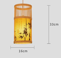 Lustre en bambou de style chinois, tissé à la main