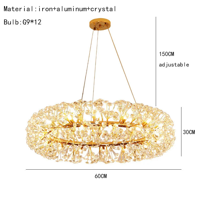 Lustre LED en cristal clair Pissenlit pour Hôtel de Luxe