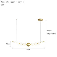 Luminaire de suspension LED en laiton avec fil réglable et abat-jour rond