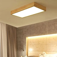 Lampe de plafond LED en bois carrée - Design minimaliste et moderne