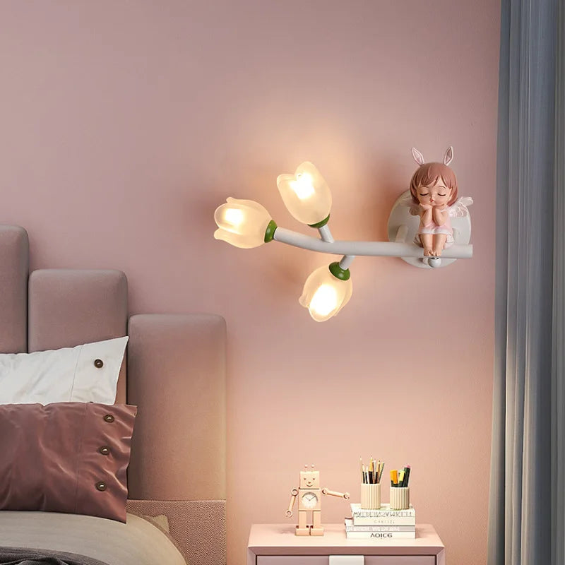 Applique murale LED G4 Lapin Fleur pour Enfants - Modèle Fille