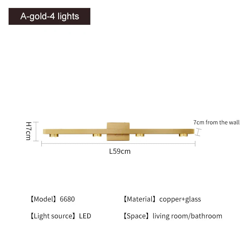 Applique murale LED dorée moderne
