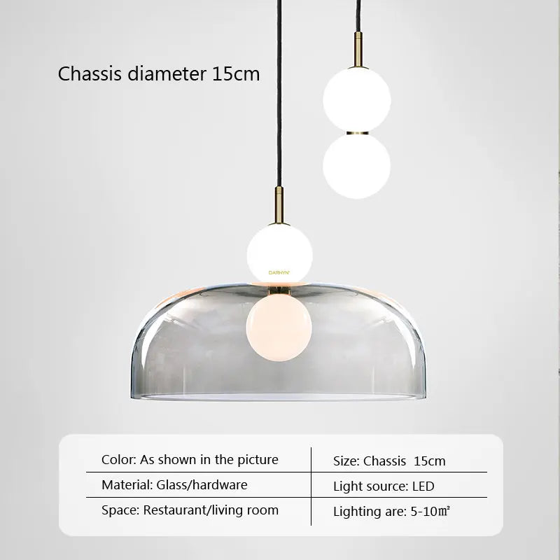 Suspension LED Nordica en verre gris fumé