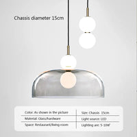 Suspension LED Nordica en verre gris fumé