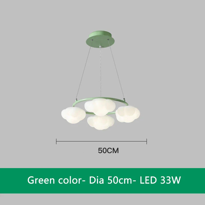Lustre nuage vert télécommandé pour salle à manger