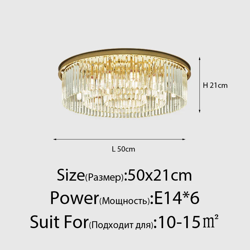 Lustre en Cristal LED Moderne Américain pour Salon Salle à Manger Villa