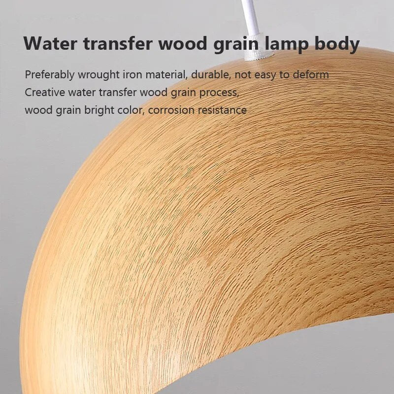 Lustre en fer grain bois nordique avec LED