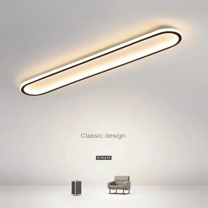 Lustre LED Minimaliste en Bande Acrylique avec Projecteur Moderne - Design Épuré