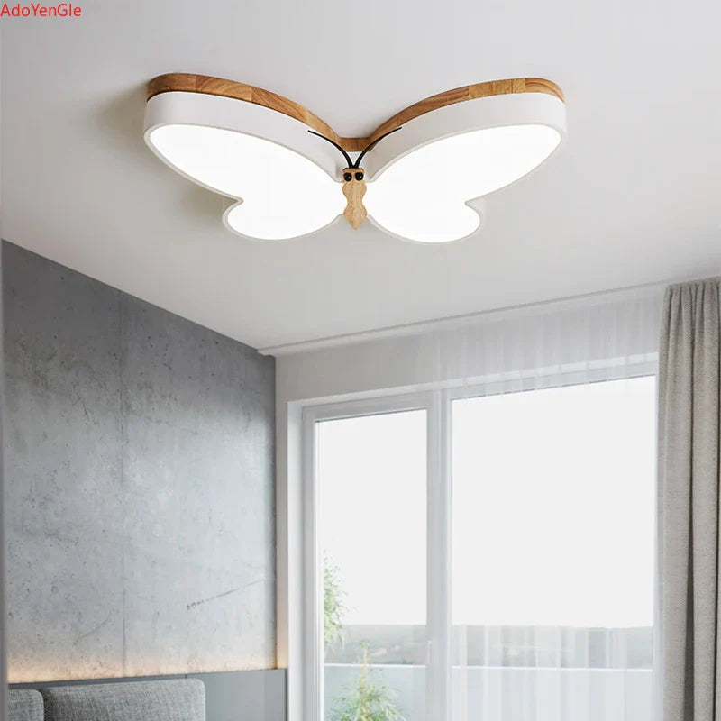 Plafonnier LED modernes en bois pour chambre d'enfants - Papillon mignon