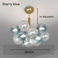 Lustre plafonnier design boule de verre multicolore luxe illuminant