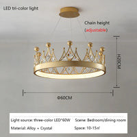 Lustre Moderne Couronne en Cristal pour Salle à Manger et Salon