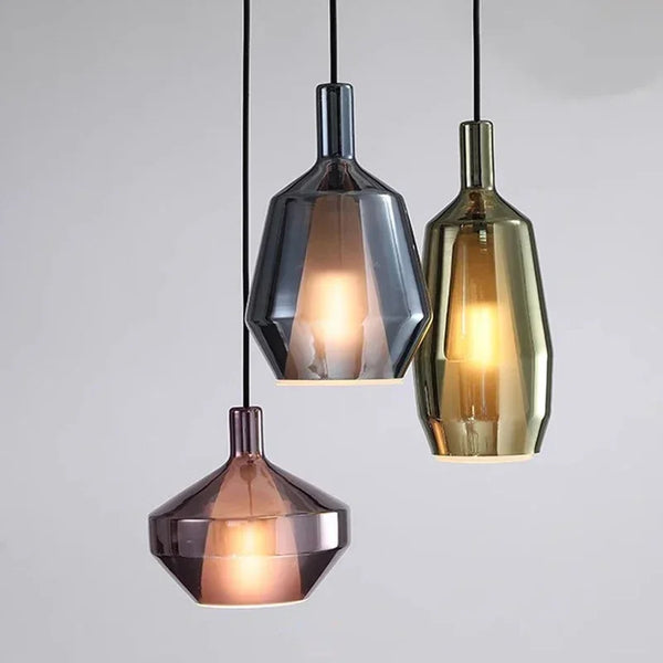 Suspension luminaire LED nordique avec abat-jour en verre