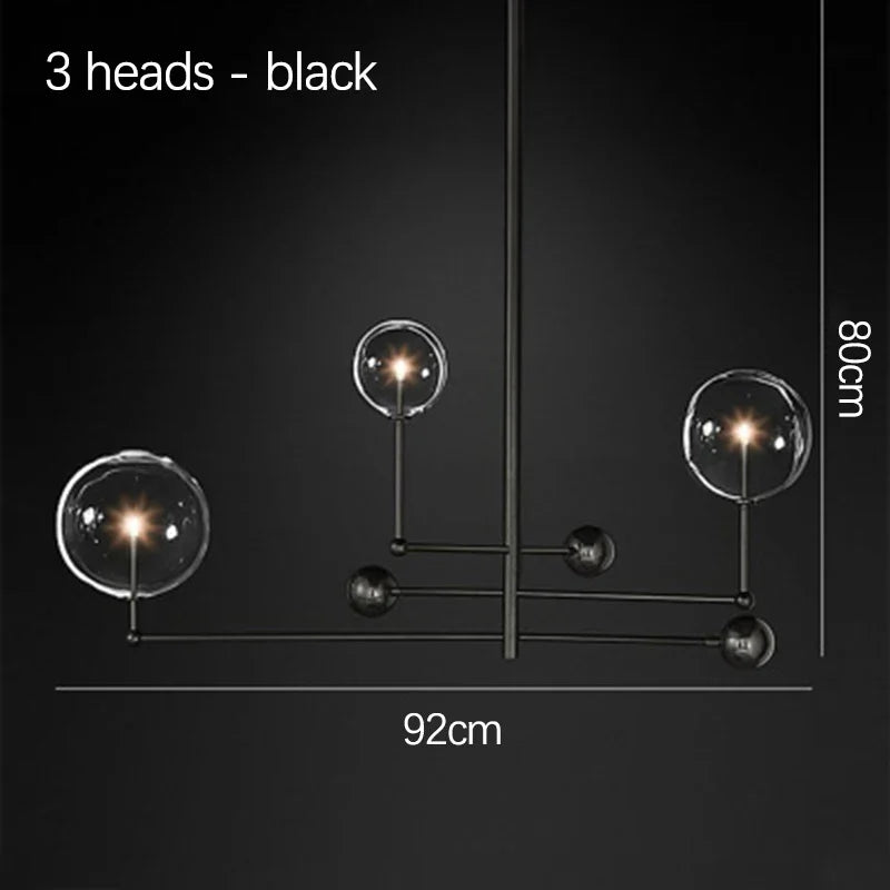 Lustre en verre noir et or LED moderne pour le salon et la chambre