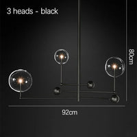 Lustre en verre noir et or LED moderne pour le salon et la chambre