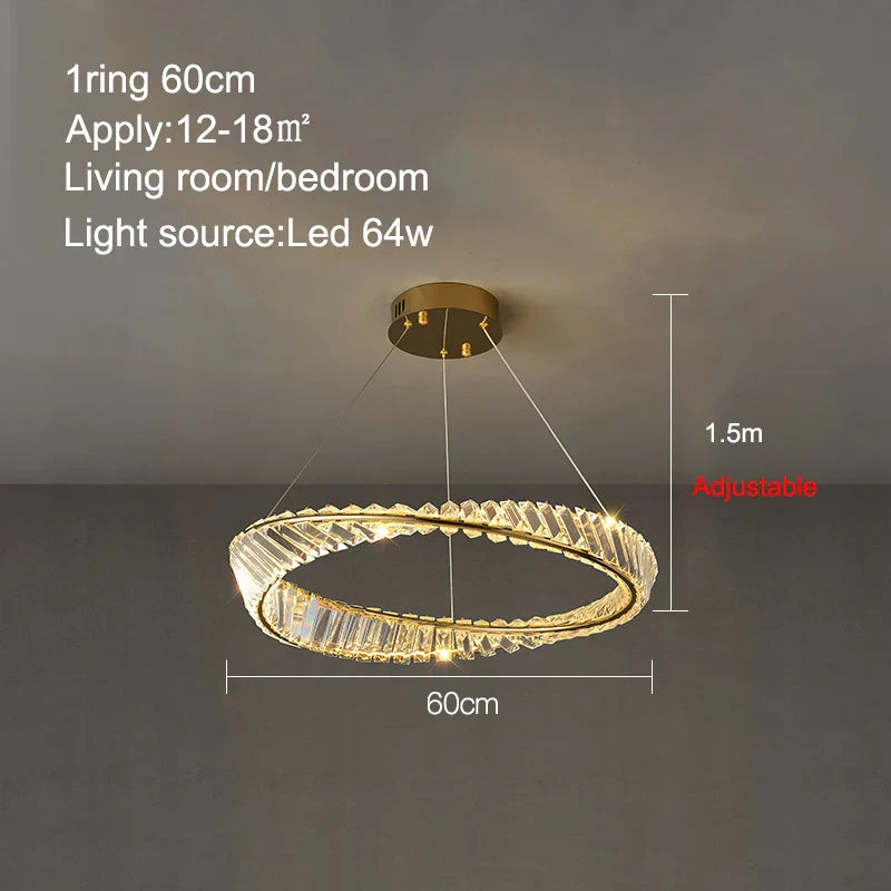 Lustre de plafond en cristal LED nordique de luxe pour salon et salle à manger